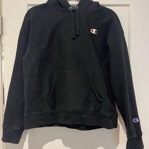 Champion Black Pullover Hoodie with Blue Tag